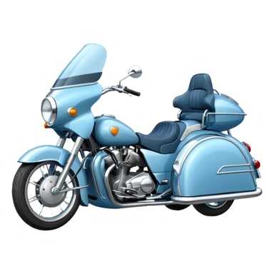 light blue motorcycle with sidecar sticker