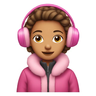 Girl with pink earmuffs and pink coat on  sticker