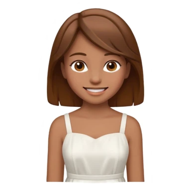 girl walking wearing a white dress, the hair color is brown sticker