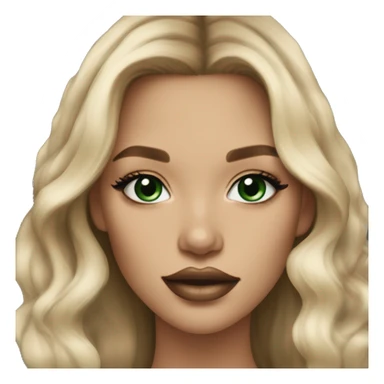 Blonde balayage long hair women beige sweater with Green eyes and Full lips an lashes  sticker