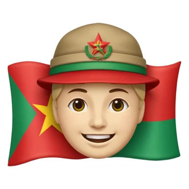 A smiling face emoji with the flag of Transnistria, a horizontal tricolor of red, green, and red stripes with a hammer and sickle in the upper left corner, wearing a hat. sticker