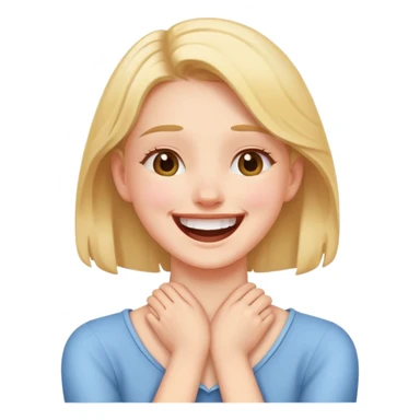 Girl holding neck with hands crossed laughing  sticker