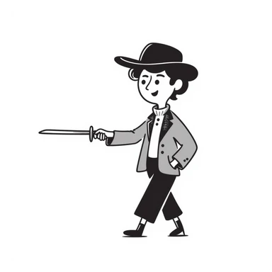 duelist with sword and fancy hat in classic fencing pose sticker