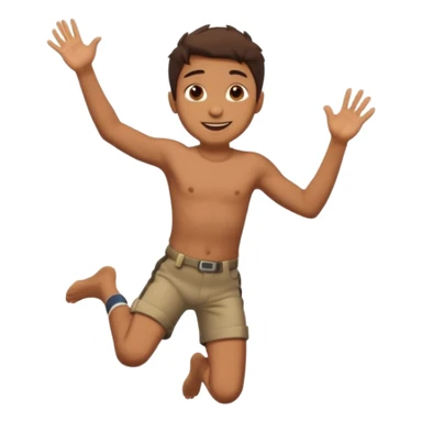 Brown boy jumping off cliff smiling  sticker