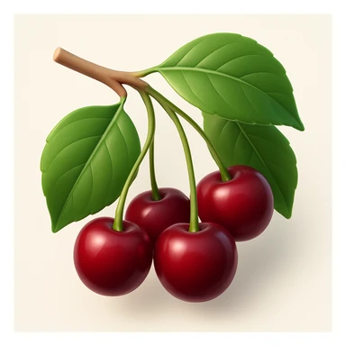 Enhance the berries and leaves to have maximum volume, making them very three-dimensional with expressive lighting and shadow for depth. Render in a modern 3D iOS style. Square composition with a clean background. sticker