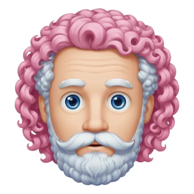 very white bearded and white mustached, pink curly haired  sticker