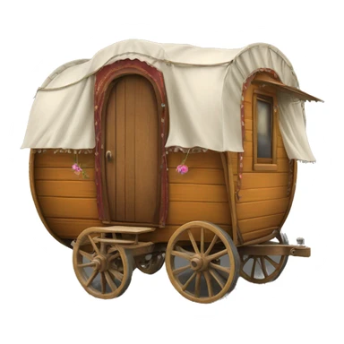 Realistic vintage round gypsy caravan wagon camper sticker