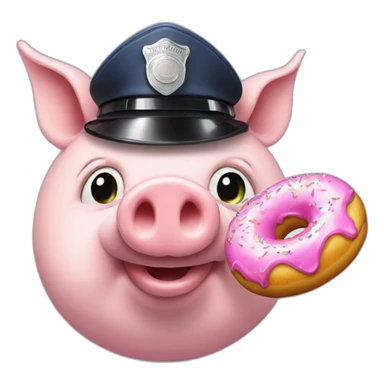 Pig with a police hat and donut sticker