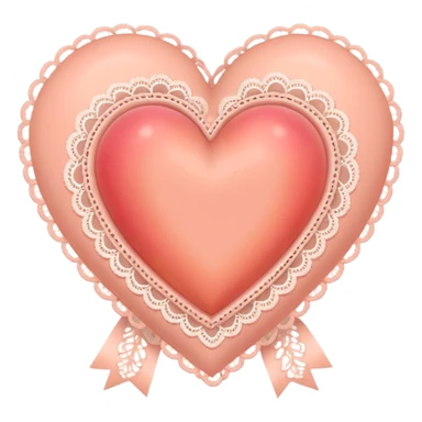 cute baby pink peach colored heart with lace trimming and with a lace ribbon sticker