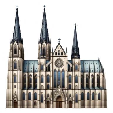 Cinematic Realistic Cologne Cathedral Landmark Emoji, showcasing Gothic architecture rendered with detailed stone textures and majestic, dynamic lighting. two tall  tall towers on either side sticker