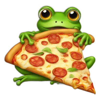 A frog eating a pizza sticker