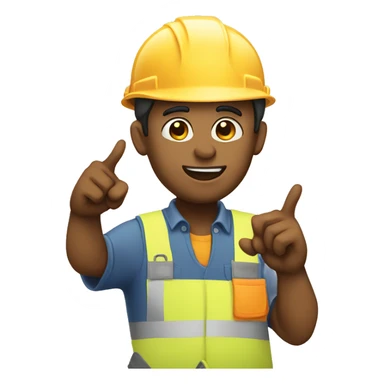 Construction worker pointing up sticker