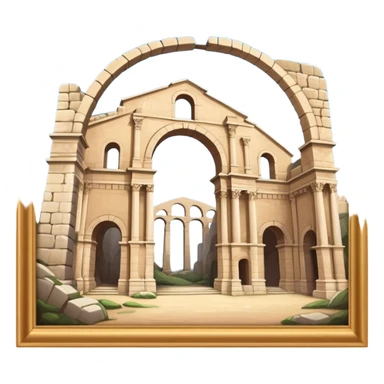 Cinematic Realistic Pula Arena Landmark Emoji, presenting the grand Roman amphitheater with towering stone arches. sticker