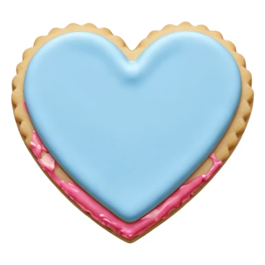 Realistic shortbread cookie in the shape of a heart with pastel blue sticker