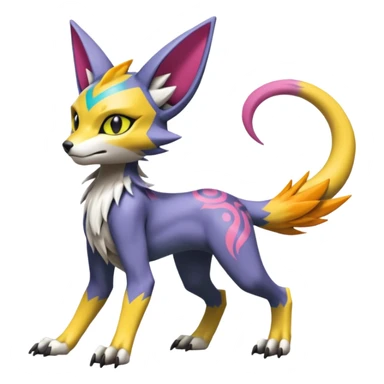Colorful Meloetta-Lykoi-Sergal-Renamon-Wargreymon-Pokémon-Digimon-Fakémon-fusion-hybrid-creature sticker