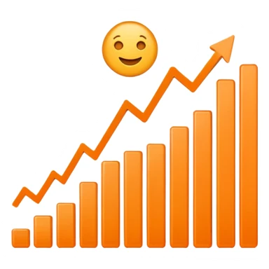 orange and white line chart emoji style upward trend sticker