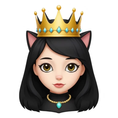 queen black cat girl sticker