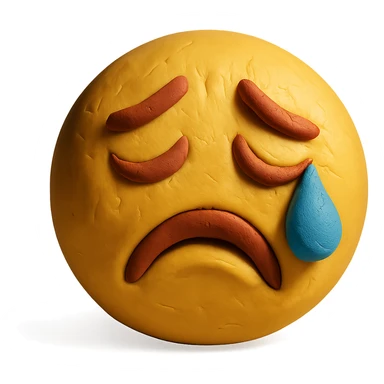 sad crying emoji, expressive face, single tear sticker