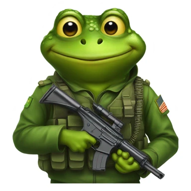 A frog with a gun and army suit sticker
