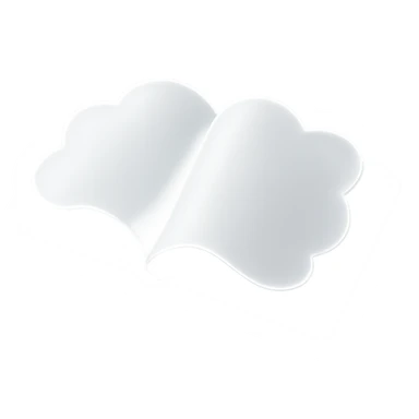 open book top view, each page is a convex cloud, very bright white, matte glass style, no background sticker