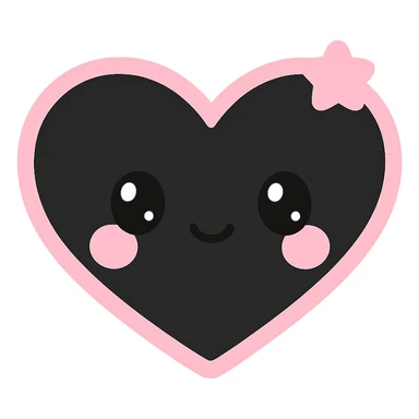 gothic heart, black and pink colors, kawaii style sticker