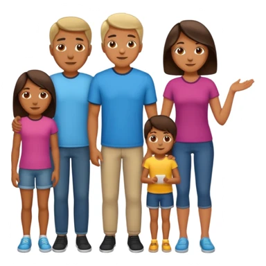 A family emoji set: an adult man and an adult woman as parents, and one teenager (16 years old) sticker