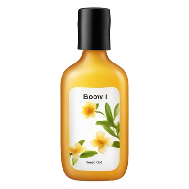 bottle of body oil with label sticker