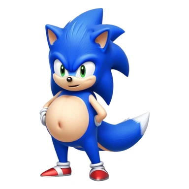 sonic the hedgehog with a pregnant belly sticker