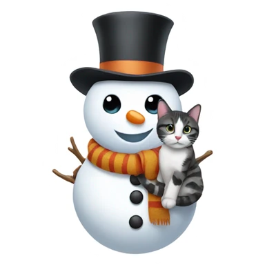 Snowman holding a cat sticker