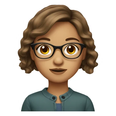 Cute brown haired girl with glasses and curtain bangs sticker