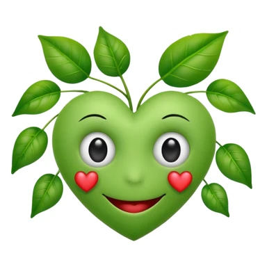Heart smiley face with plant eyes sticker