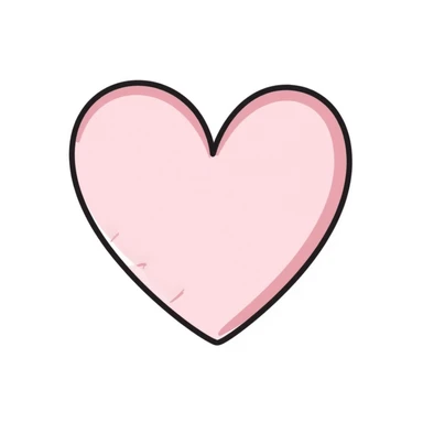 light pink heart, hand drawn doodle style sticker