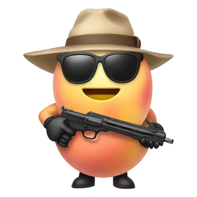 Humanoid Peach, wearing sunglasses holding guns  sticker