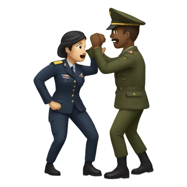Man and woman fighting over a military man sticker