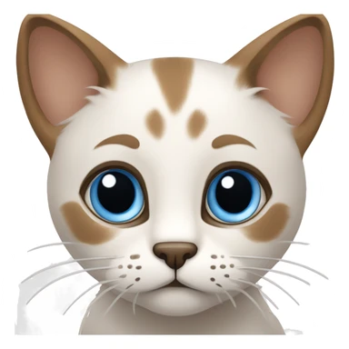 illustration of a cat with large, expressive blue eyes with light brown fur with dark brown markings on the muzzle, ears and paws, 😅, sweating, nervous sticker