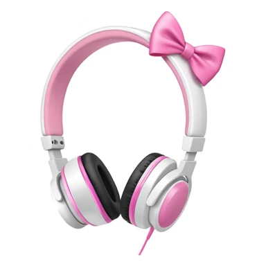 White headphones with pink bow sticker
