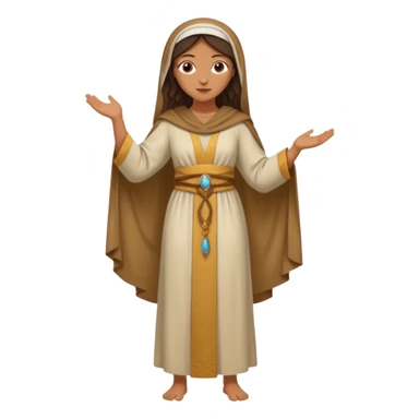 fullbody Jerusalem woman in ancient robes, hair visible, no headscarf or hijab, no Christian symbols sticker