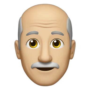 55-year-old man, a long nose, green eyes, balding, brown hair sticker