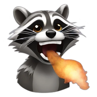 Raccoon opening mouth with smoke coming out sticker
