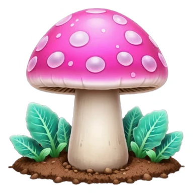 pink glowing magic mushroom with dirt sticker