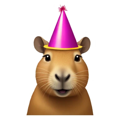 Capybara wearing a party hat sticker
