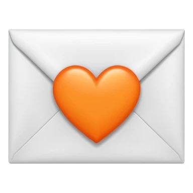white envelop with small orange heart in the middle sticker