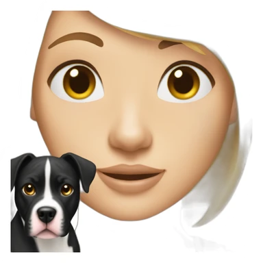 Blond lady with shoulder length bob haircut and a black and white Pitbull sticker