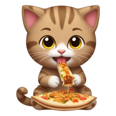 kitten eating shawarma sticker