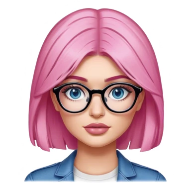 Photo Realistic kylie jenner stylish pink hair BLUE eyes and glasses  sticker