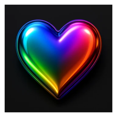 heart with a metallic rainbow sheen, digital illustration sticker