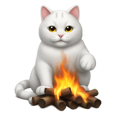 cat warms its paws by the fire sticker