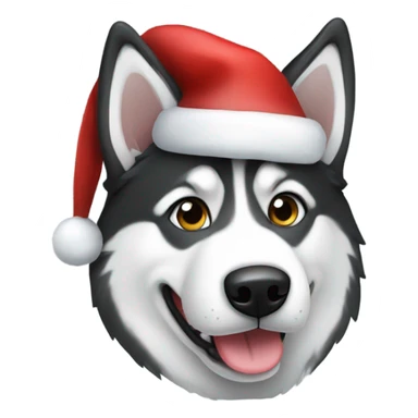 Black and white husky wearing Santa hat sticker