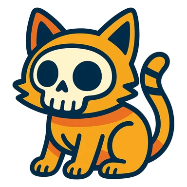 skull cat sticker