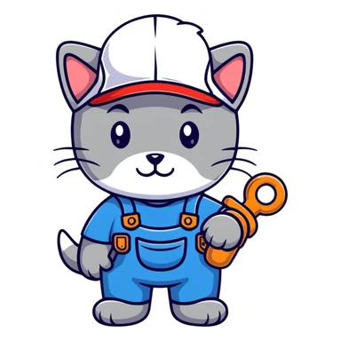 Grey kitten plumber sticker